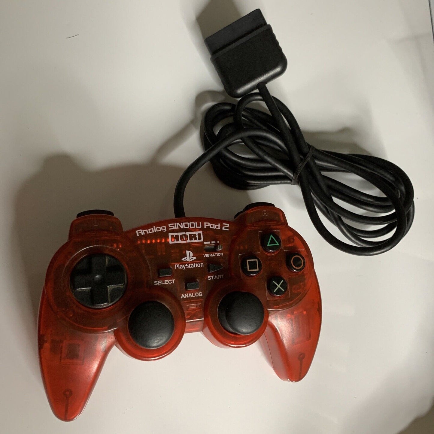 Hori Analog Sindou Pad 2 Sony PS2 Controller Transparent Red Strong Vibration