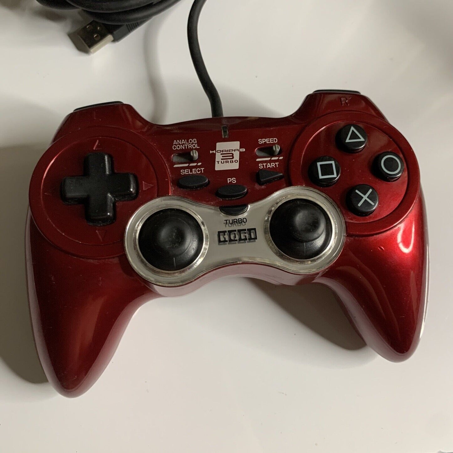 Sony PlayStation 3 Hori Horipad 3 Turbo PS3 Controller Red with Rapid Fire