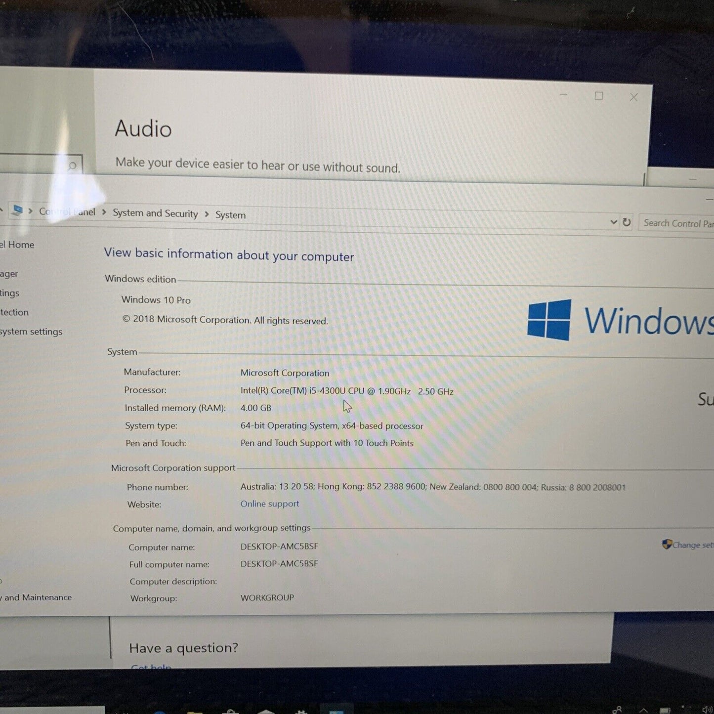 Microsoft Surface Pro 3 128GB model 1361 i5-4300U 4GB Type Cover Keyboard Win10