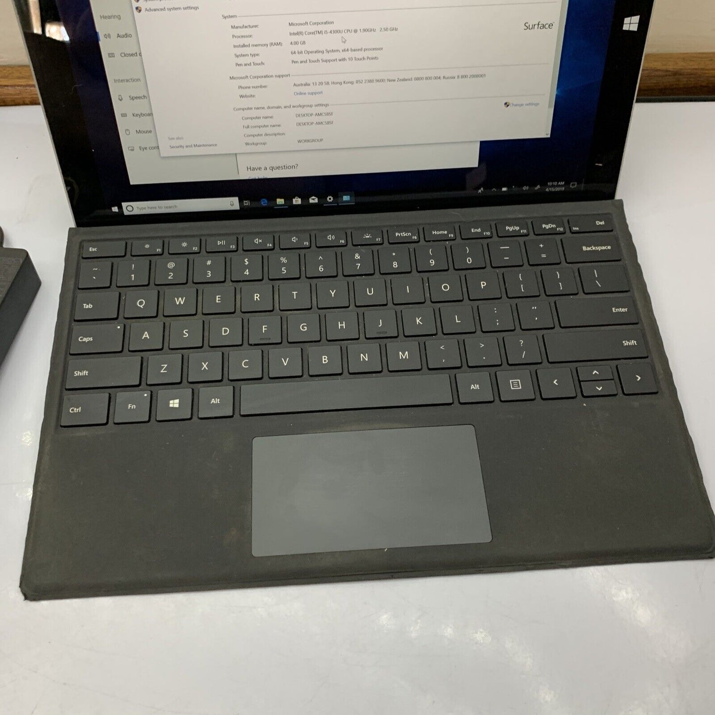Microsoft Surface Pro 3 128GB model 1361 i5-4300U 4GB Type Cover Keyboard Win10