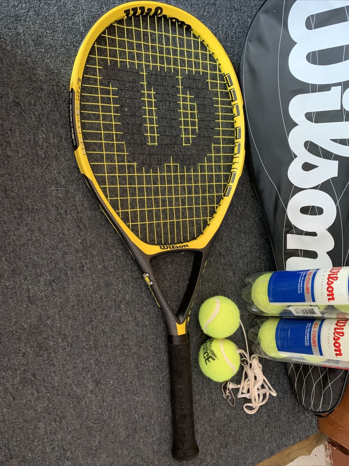 Wilson Pro Power 110 Lite Oversized V Code Tennis Racquet with Cover and Balls