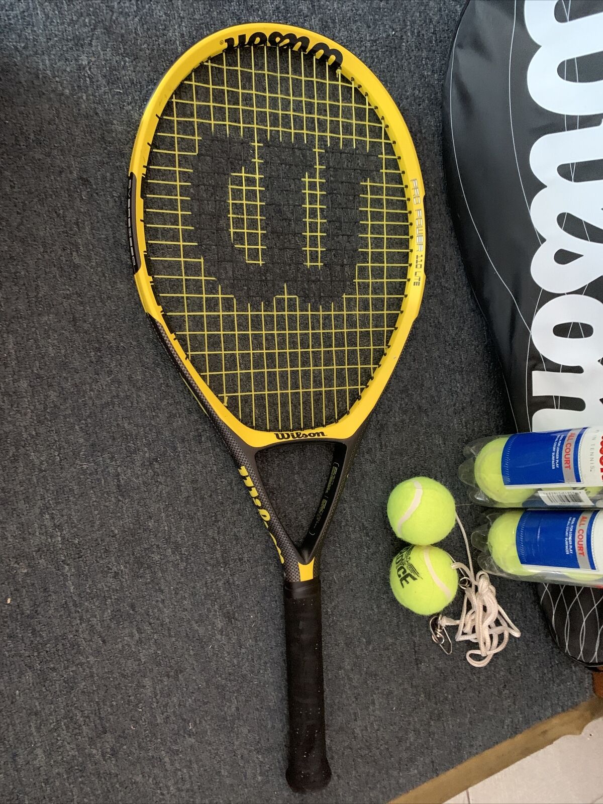 Wilson Pro Power 110 Lite Oversized V Code Tennis Racquet with Cover and Balls