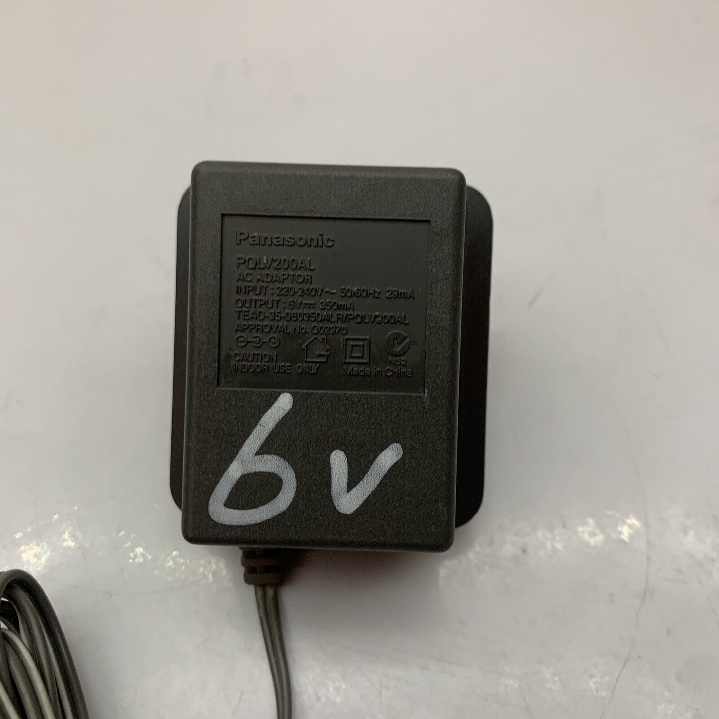 Genuine Panasonic PQLV200AL AC Adapter 6V 350mA Power Supply