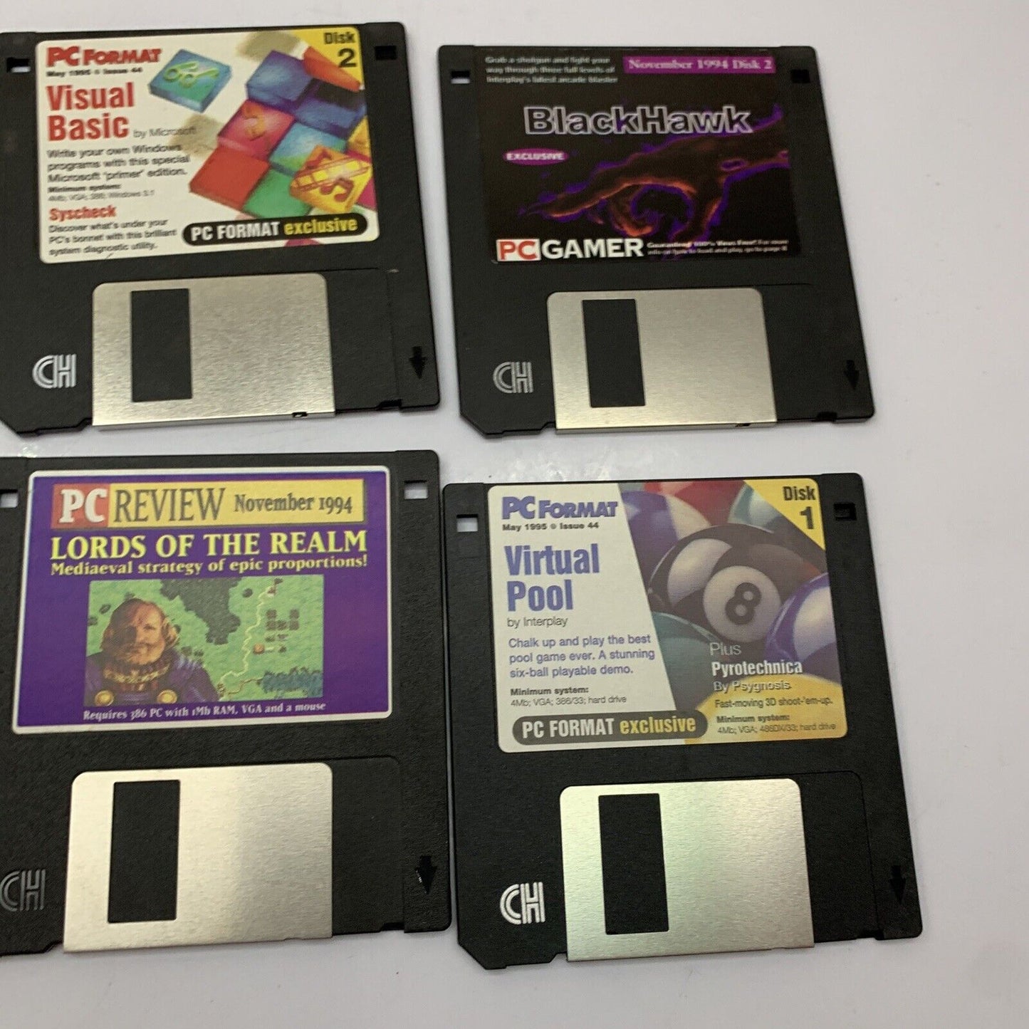 7x PC Demo Magazine Games 3.5" Diskette Floppy Disk PC Gamer Review