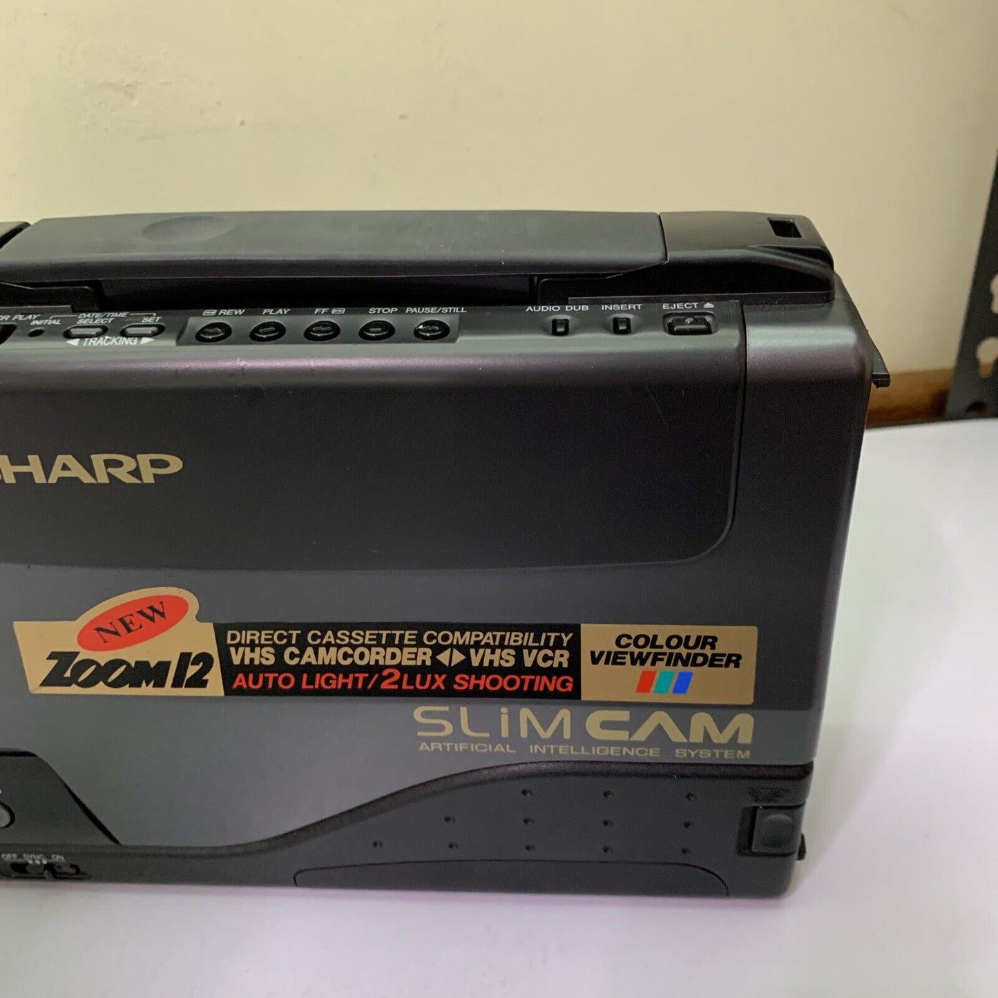 Sharp SlimCam Zoom 12 Full Size VHS Camcorder VL-SX80 16x Optical Zoom Untested