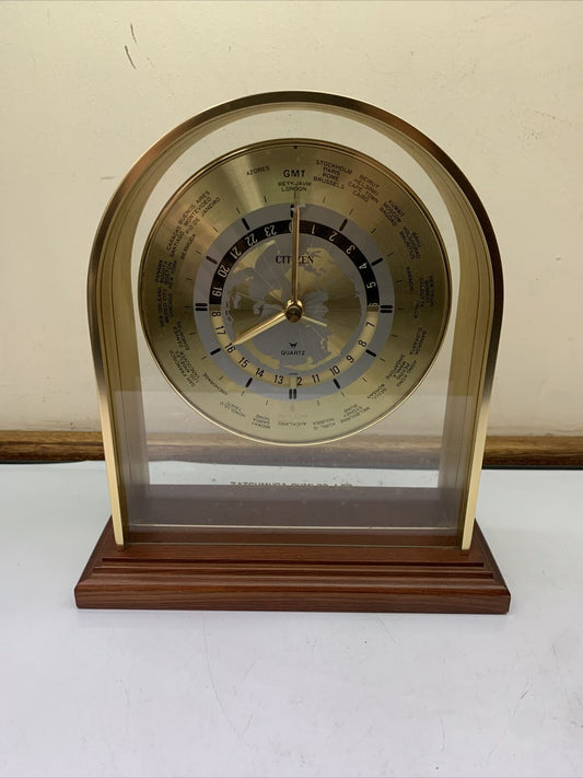 Citizen World Clock Desk 8RW307 Japan *Doesn't Turn On For Parts Or Repair