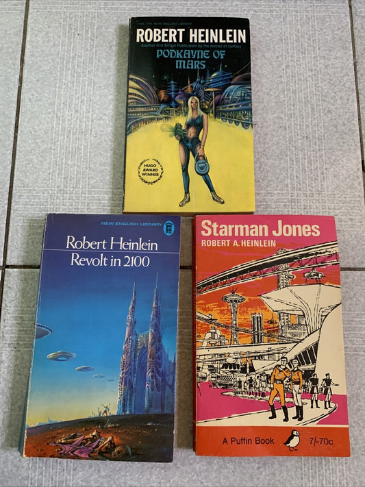 3x Robert Heinlein Books: Podkayne Of Mars, Revolt In 2100, Starman Jones