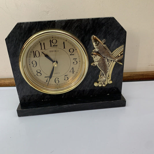 Seiko Marble Koi Desk Shelf Clock Made in Japan