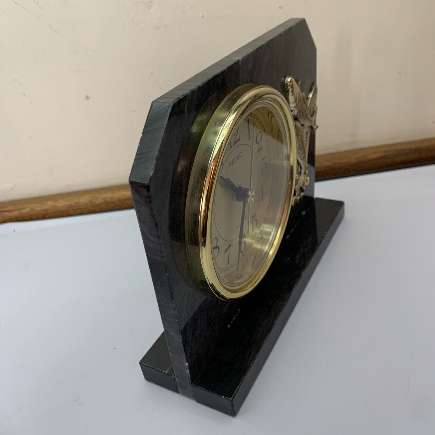 Seiko Marble Koi Desk Shelf Clock Made in Japan
