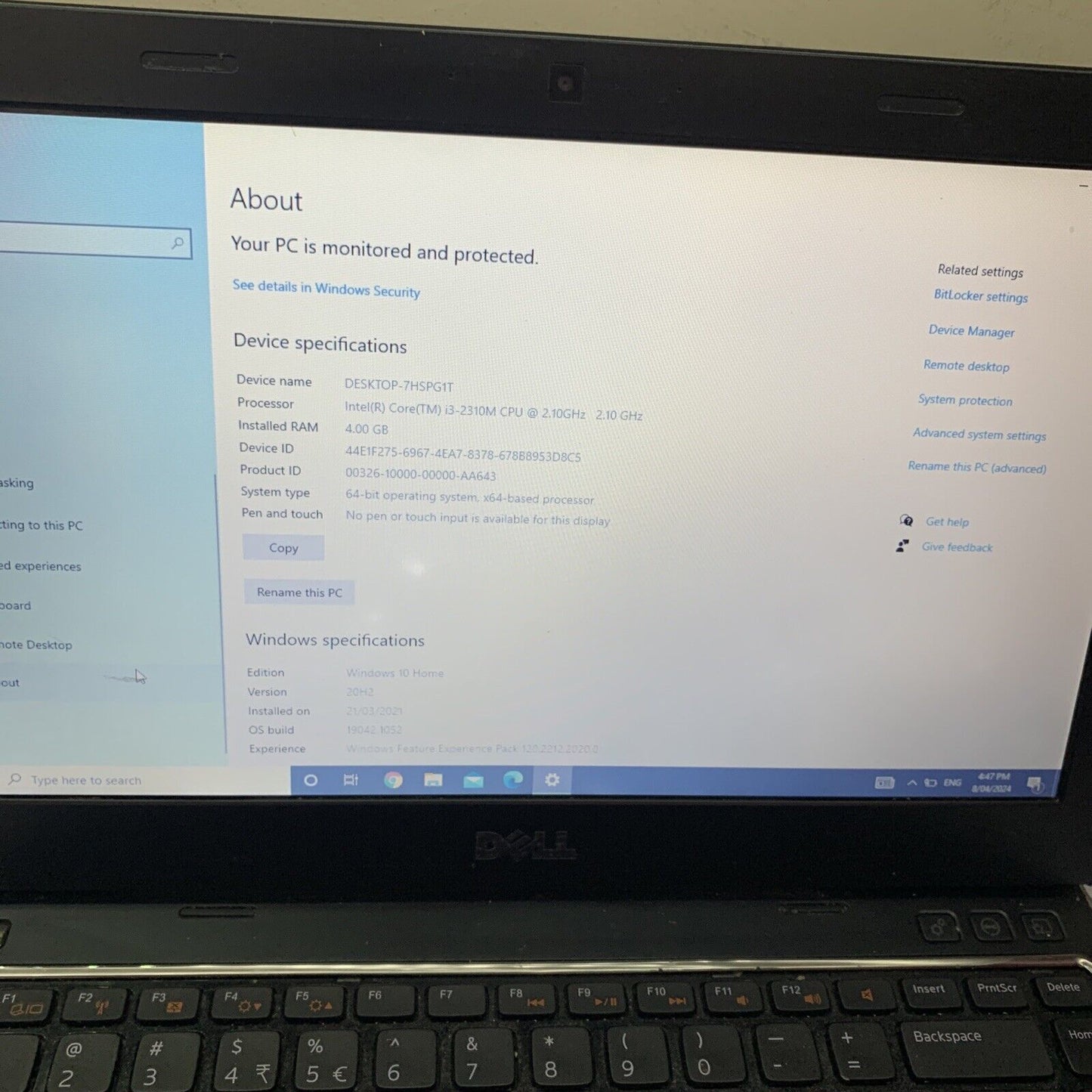 Dell Vostro 3350 13.3” Laptop i5 4GB 225GB HDD DVD-RW  *Some Keys Aren't Working