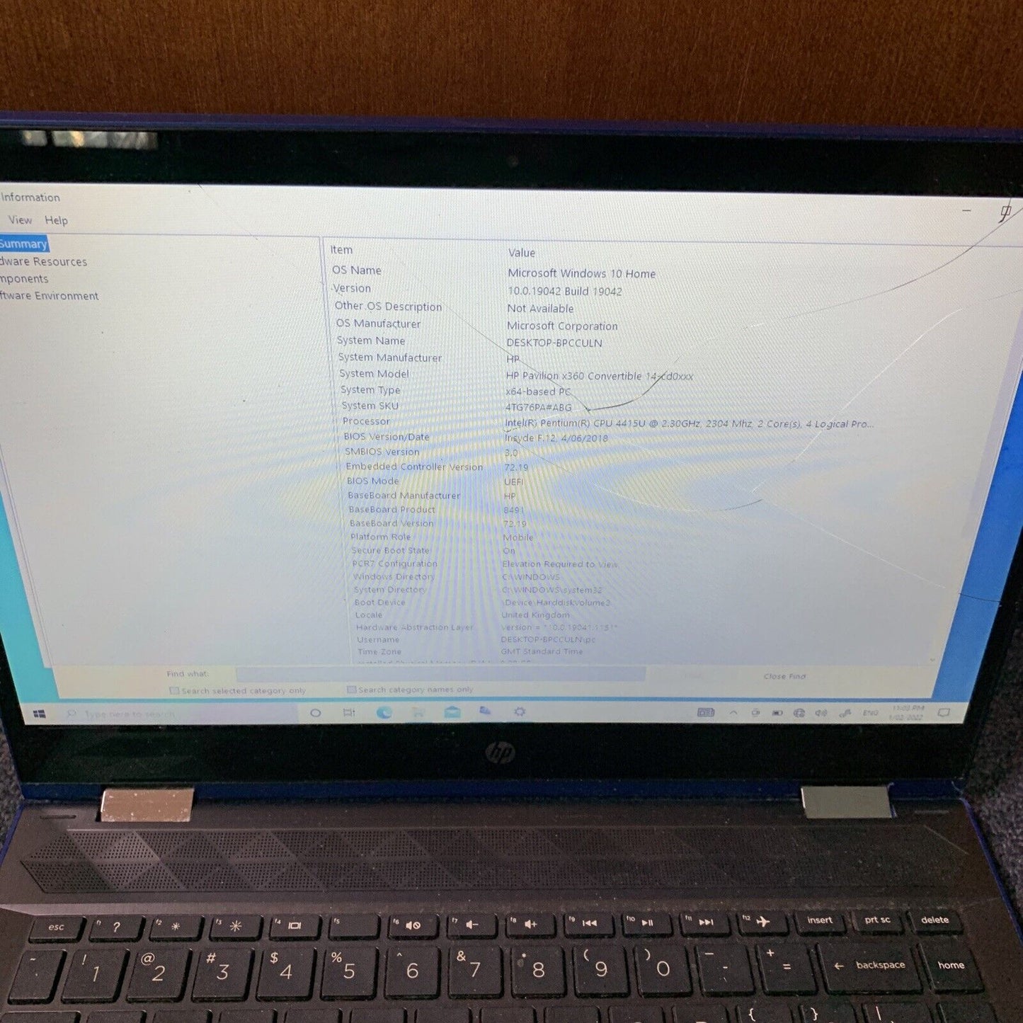HP Pavilion x360 Convertible 14" 4415U 2.3Ghz 8GB 128GB *Cracked Screen