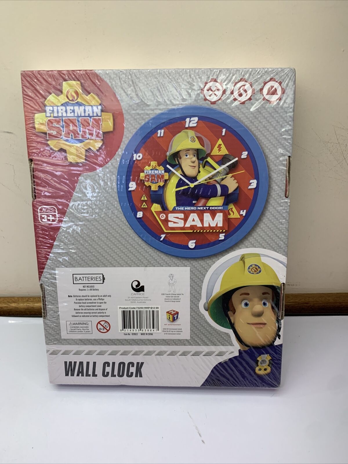 Fireman Sam Wall Clock 24.5cm Diameter  NEW Sealed