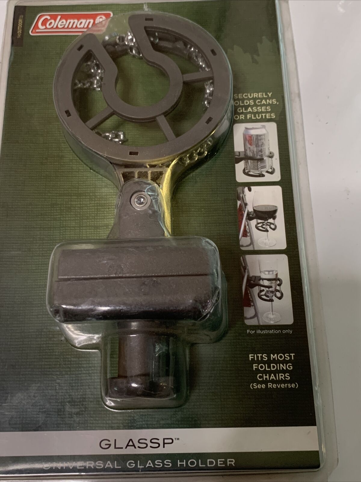 Coleman Glassp Universal Glass Drink Holder To Fit Folding Chairs  NEW