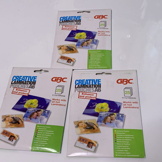 3x GBC Creative Lamination Pouches A6 PACK 25