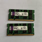 4GB RAM 2x Kingston PC2-6400 DDR2-800MHz  2GB SoDimm 9905295-051.A00LF