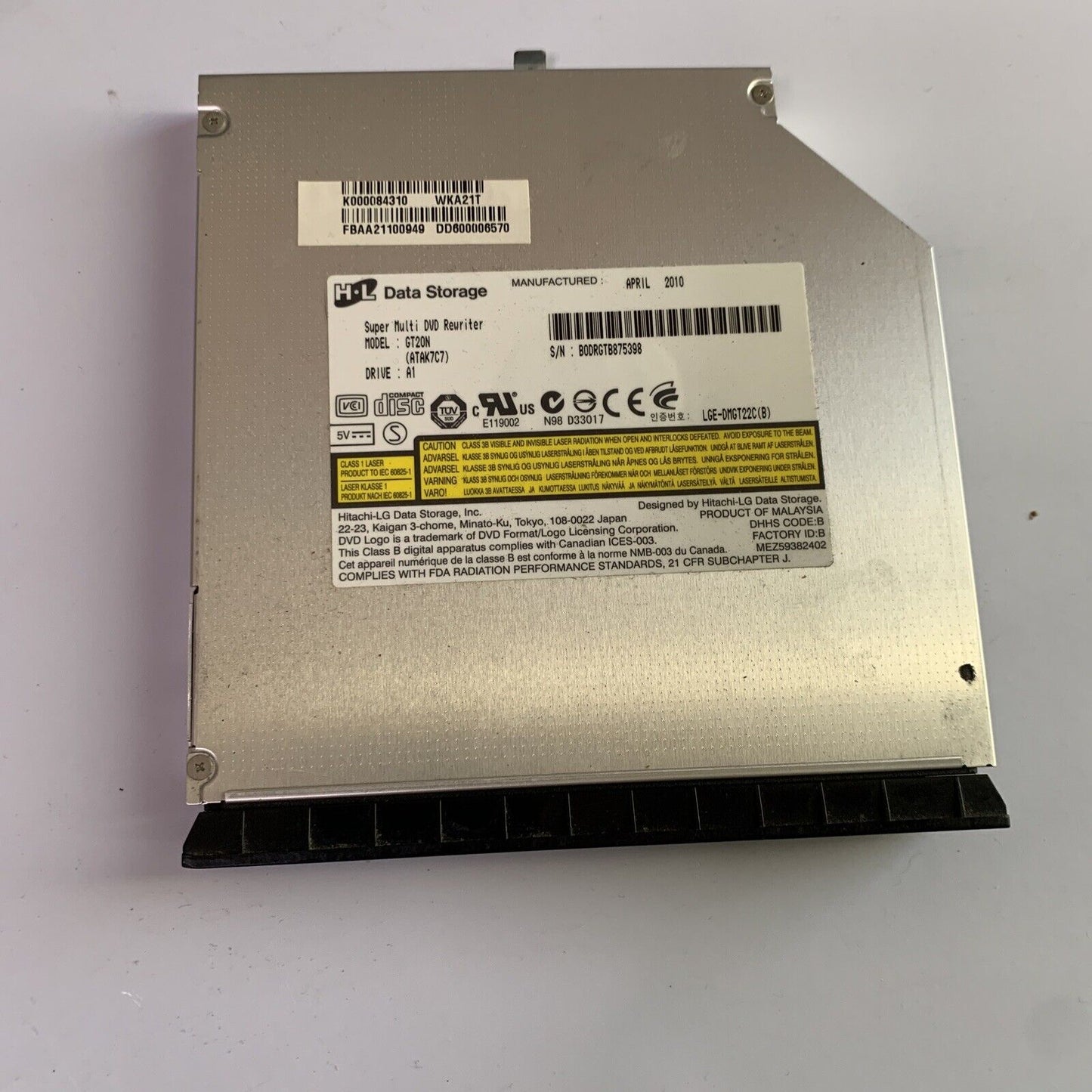 Hitachi LG Super Multi CD DVD Rewriter Burner GT20N SATA Slimline