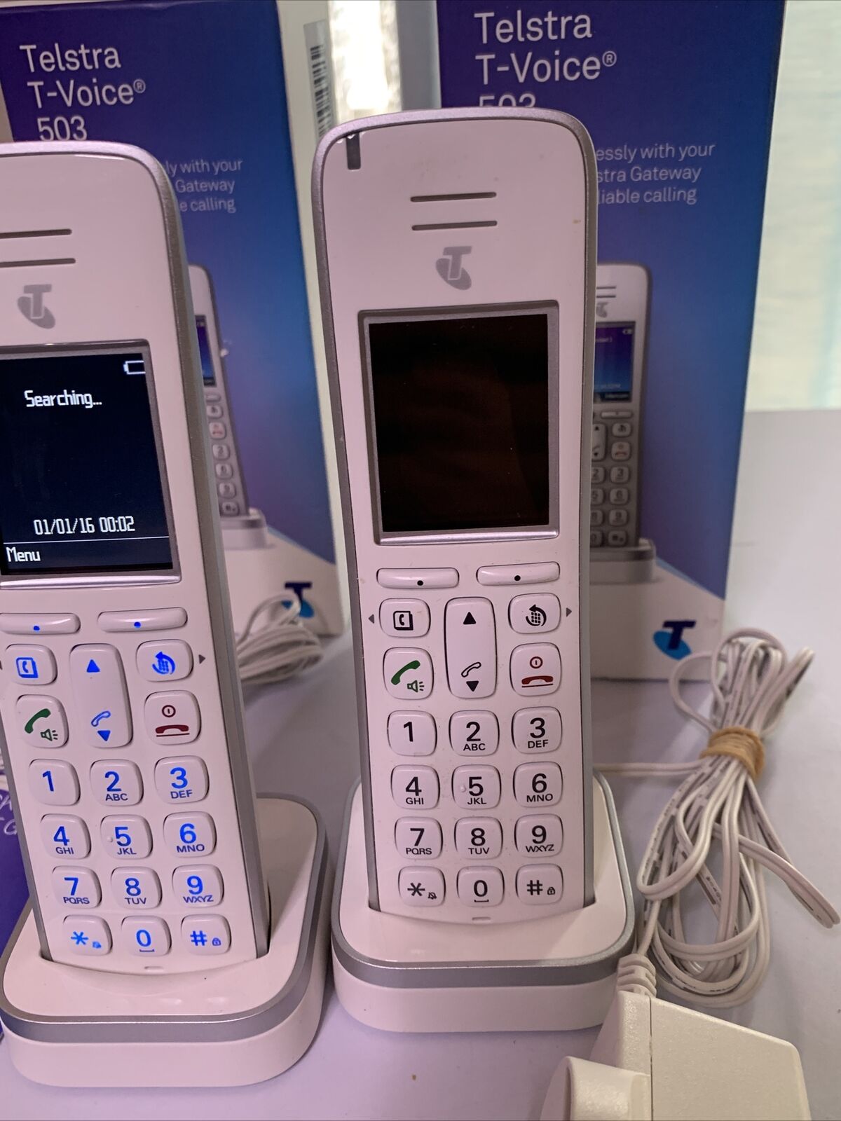 2x Telstra T-Voice 503 Handset & Charger for Telstra Gateway Smart Modem gen 1 2