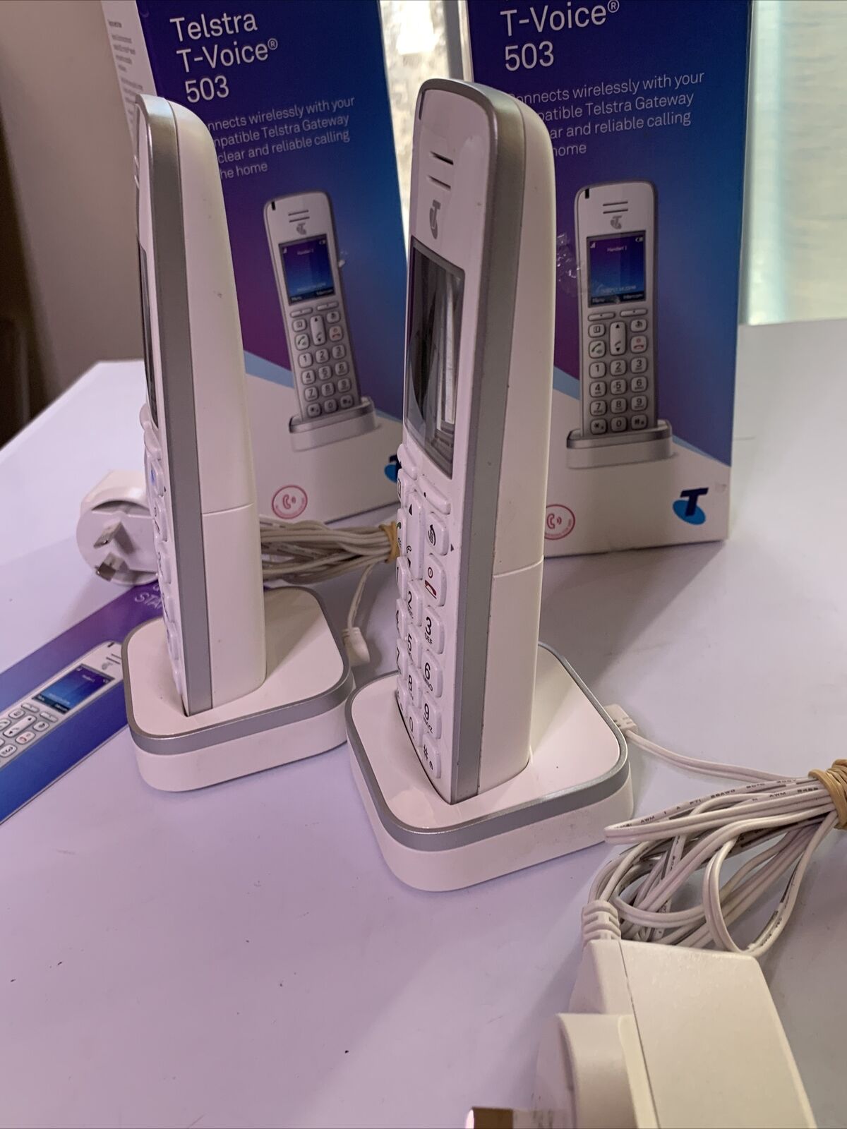 2x Telstra T-Voice 503 Handset & Charger for Telstra Gateway Smart Modem gen 1 2