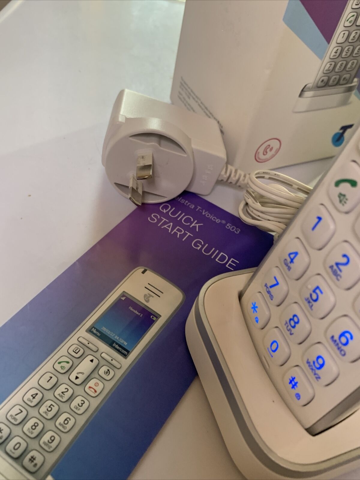 2x Telstra T-Voice 503 Handset & Charger for Telstra Gateway Smart Modem gen 1 2