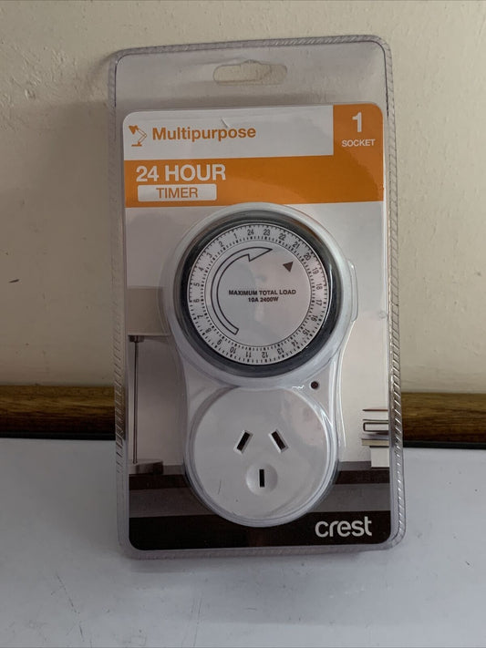 Crest Manual Analog 24 Hour Timer Australian Safety Standards PWC05041  NEW