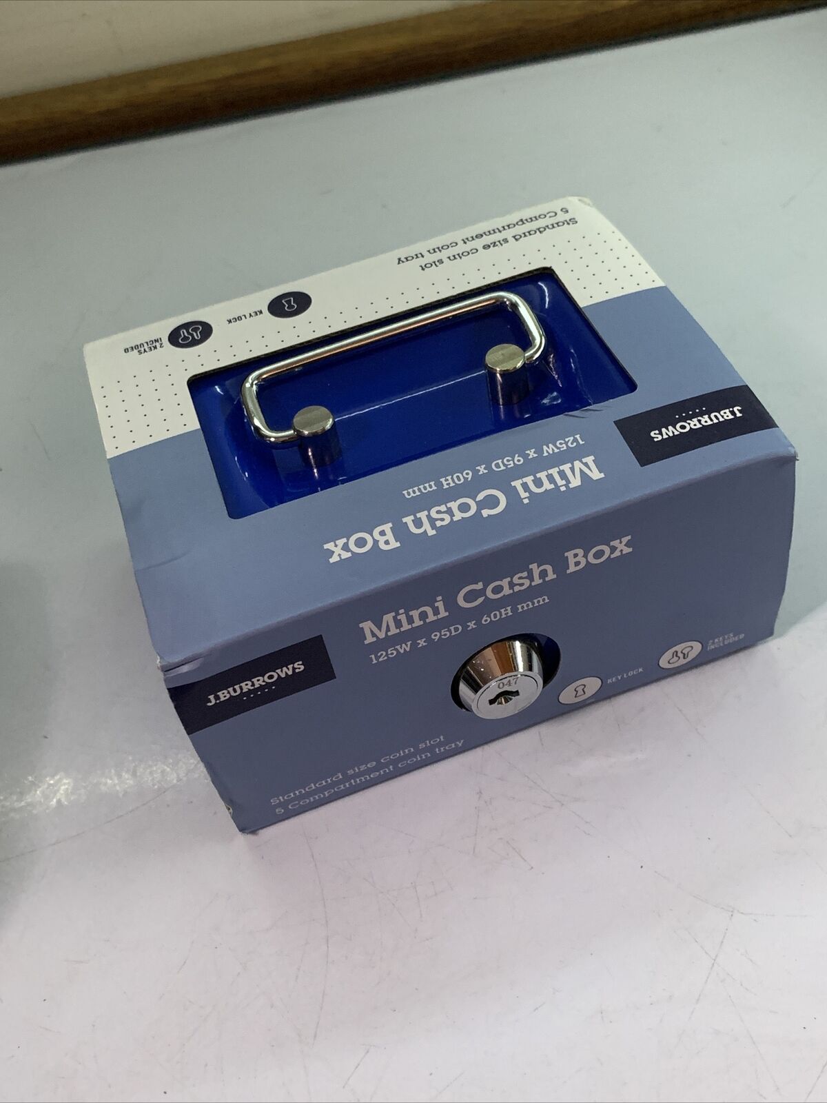 Mini Cash Box 125 X 95 X 60 mm Blue  NEW