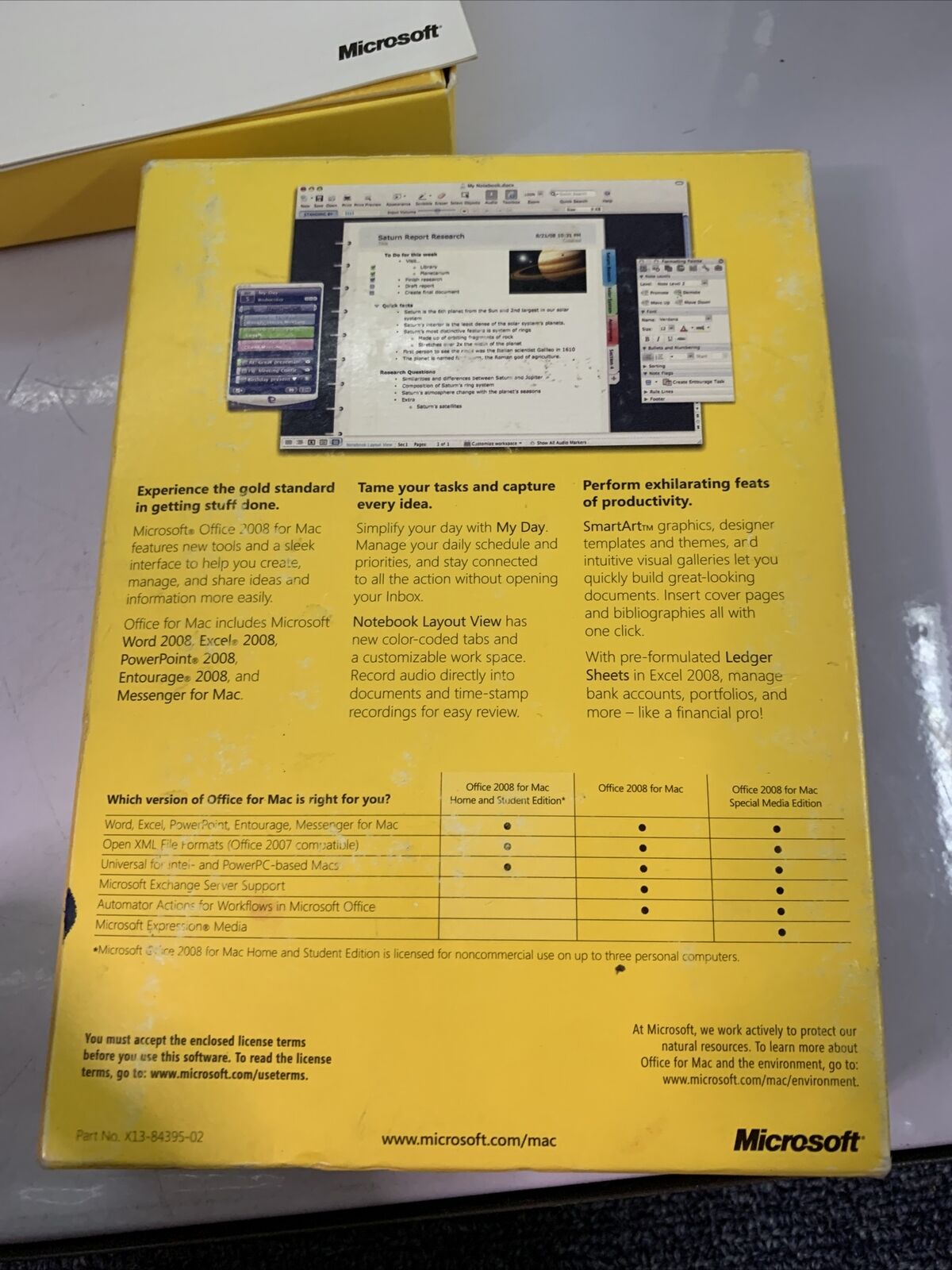 Microsoft Office Apple Mac 2008 Home and Student Edition Word Excel Powerpoint
