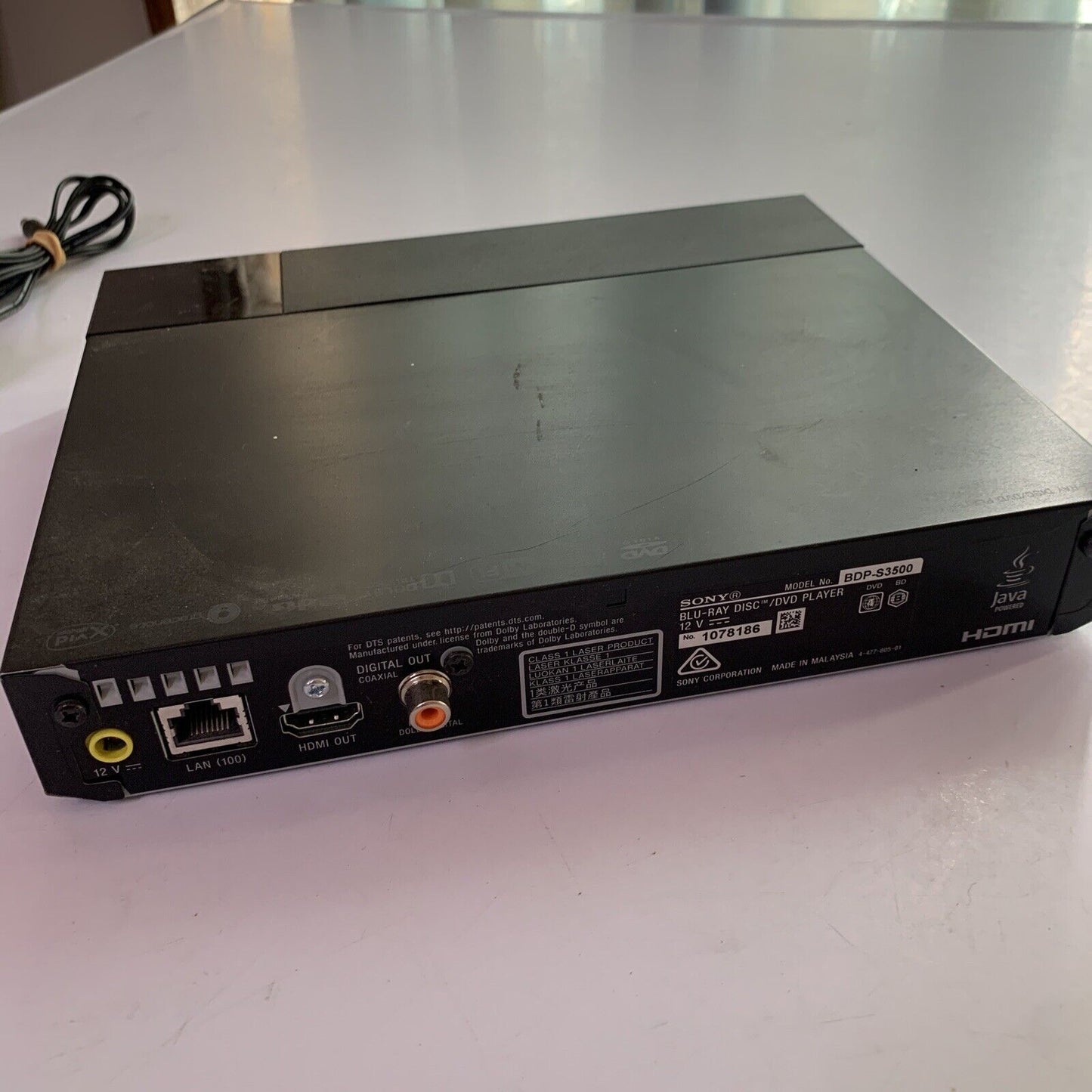 Sony BDP-S3500 Blu-ray Player with Wi-Fi Remote Control and HDMI Region B & 4
