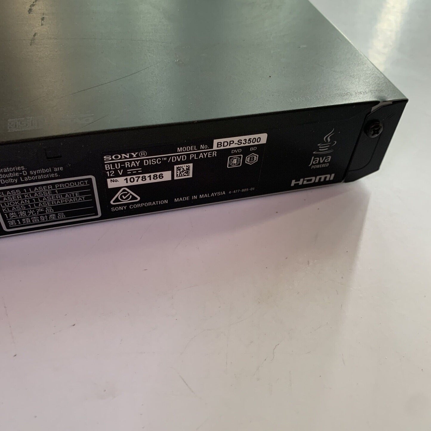 Sony BDP-S3500 Blu-ray Player with Wi-Fi Remote Control and HDMI Region B & 4