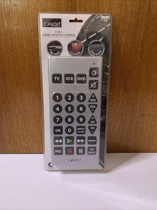 Cobolt 3 In 1 Jumbo Universal Large Buttons Remote Control  NEW