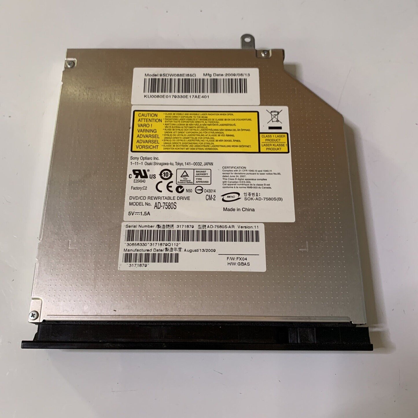 Sony DVD±RW CD Rewritable Laptop Drive SATA AD-7580S