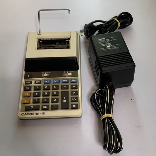 Casio HR-16 Printing Calculator With Power Supply