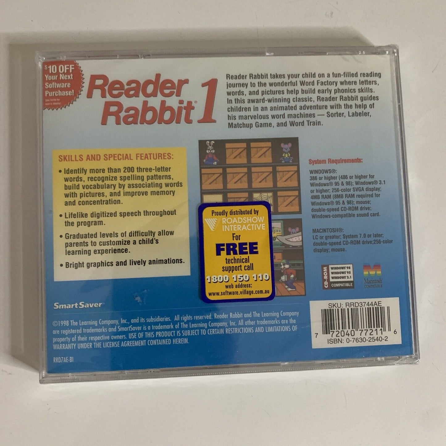 Reader Rabbit 1 & 2 Reading And Phonics Windows  3.1/95/98 Mac NEW Sealed