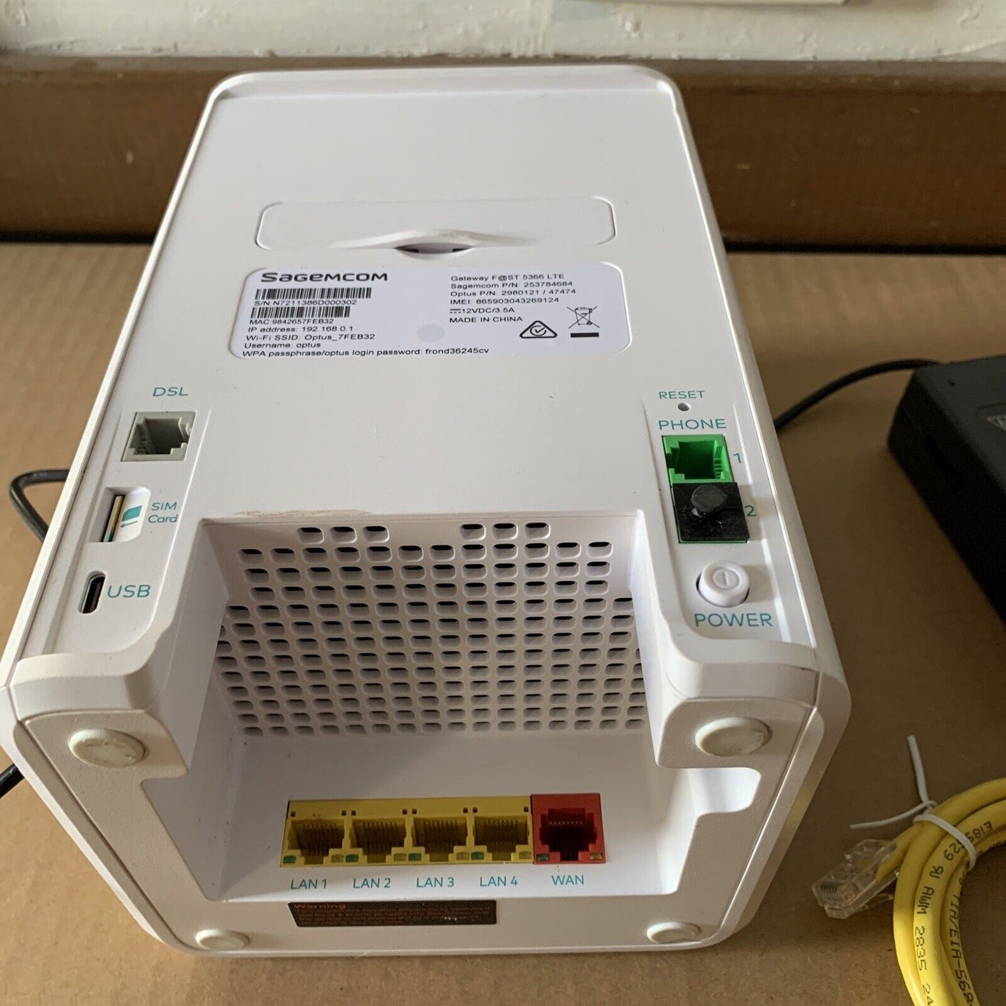 Optus Sagemcom Gateway FAST 5366 LTE 4G Backup NBN Modem WiFi Router