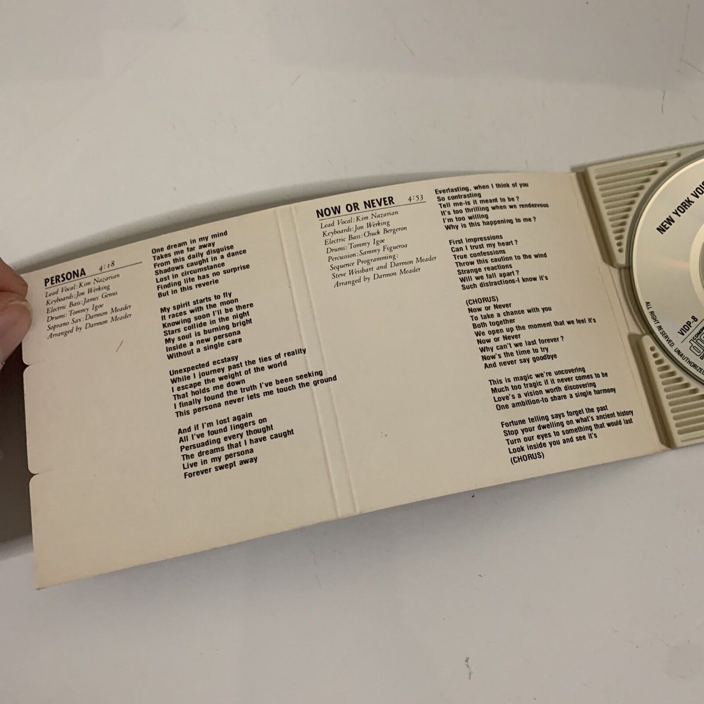 Persona by New York Voices (CD, 8cm Disc, 1996) VIDP-8