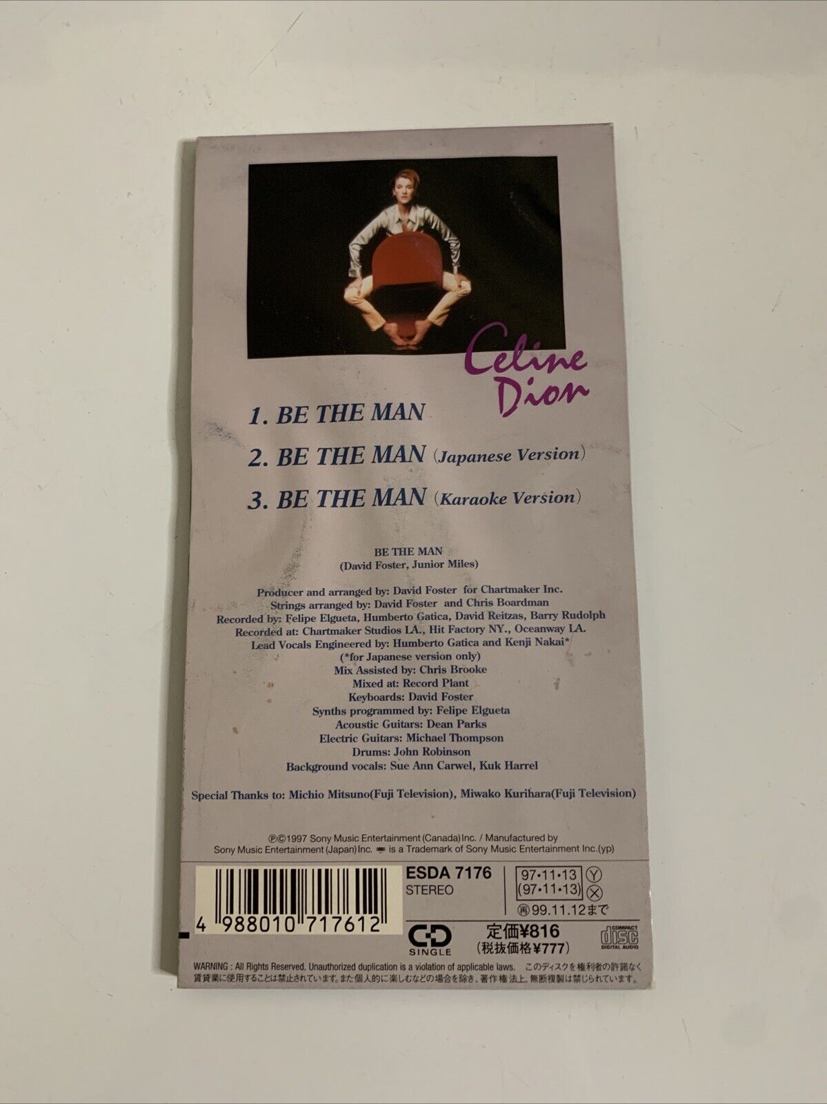 Celine Dion – Be The Man (CD, 1997) Mini Single Epic Records Japan ESDA 7176