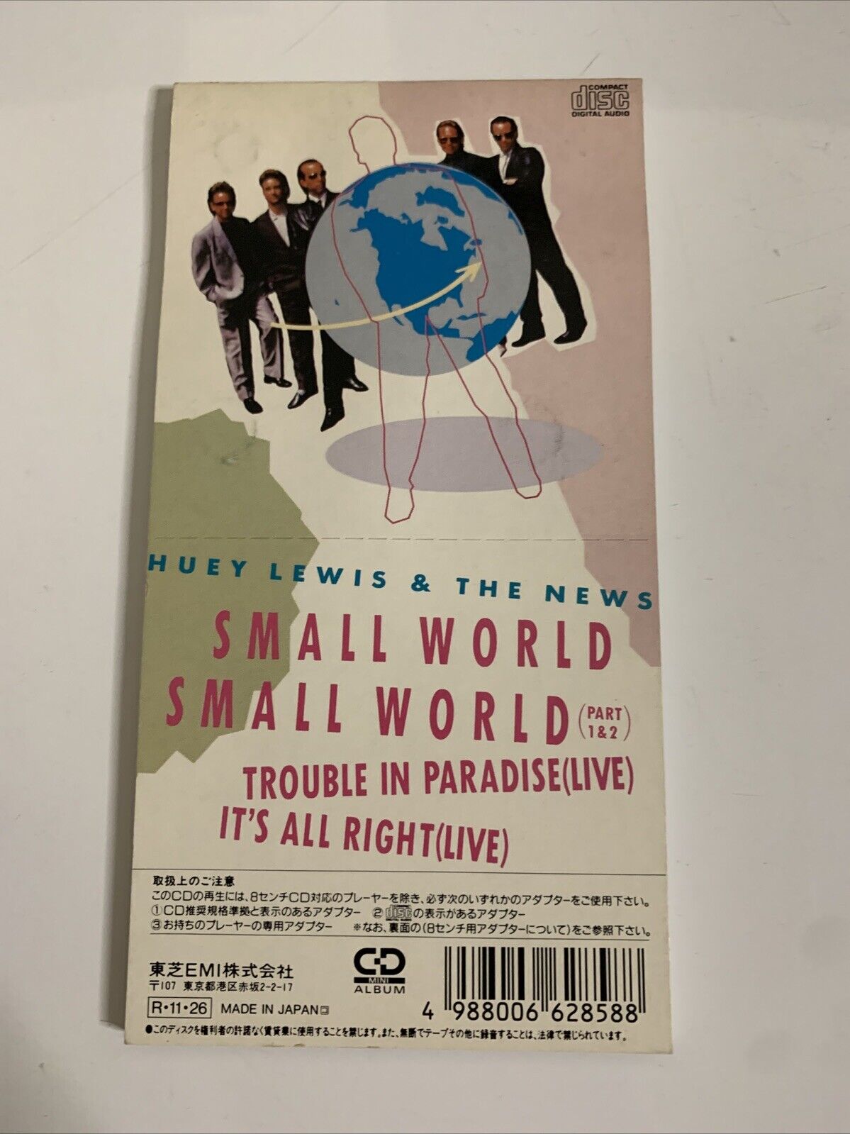 Huey Lewis & The News – Small World (CD, 1988) 8cm Mini Single Japan XP15-5003