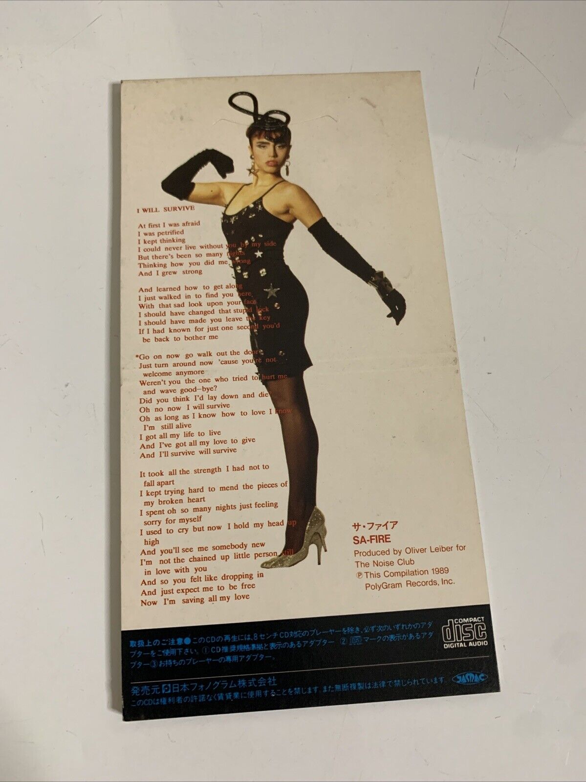 Sa-Fire – I Will Survive (CD, 1989) 9cm Mini Single Japan Mercury Record PPDS-23