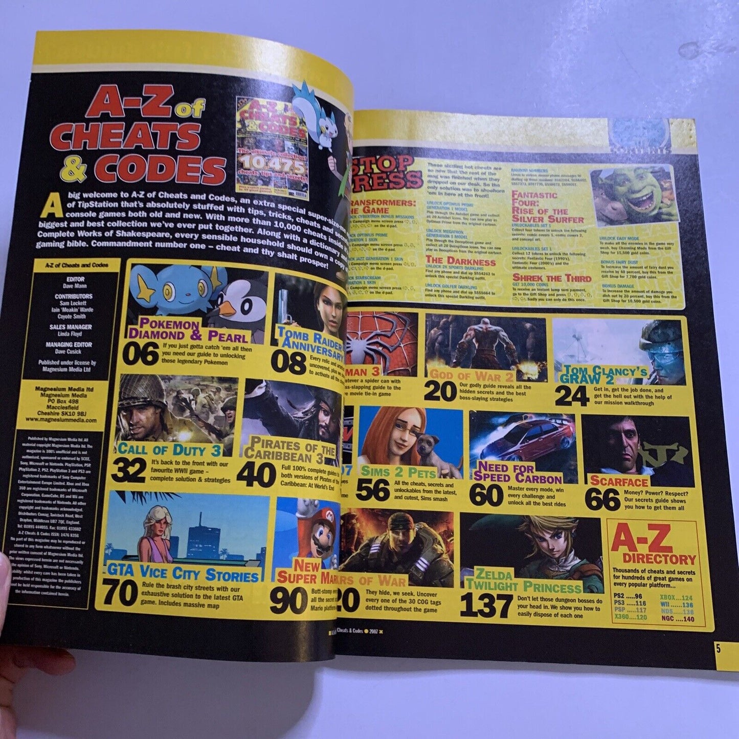 A-Z Of Cheats & Codes 10,475 Collection Videogames Magazine 2007 PS2 PS3 Xbox 36