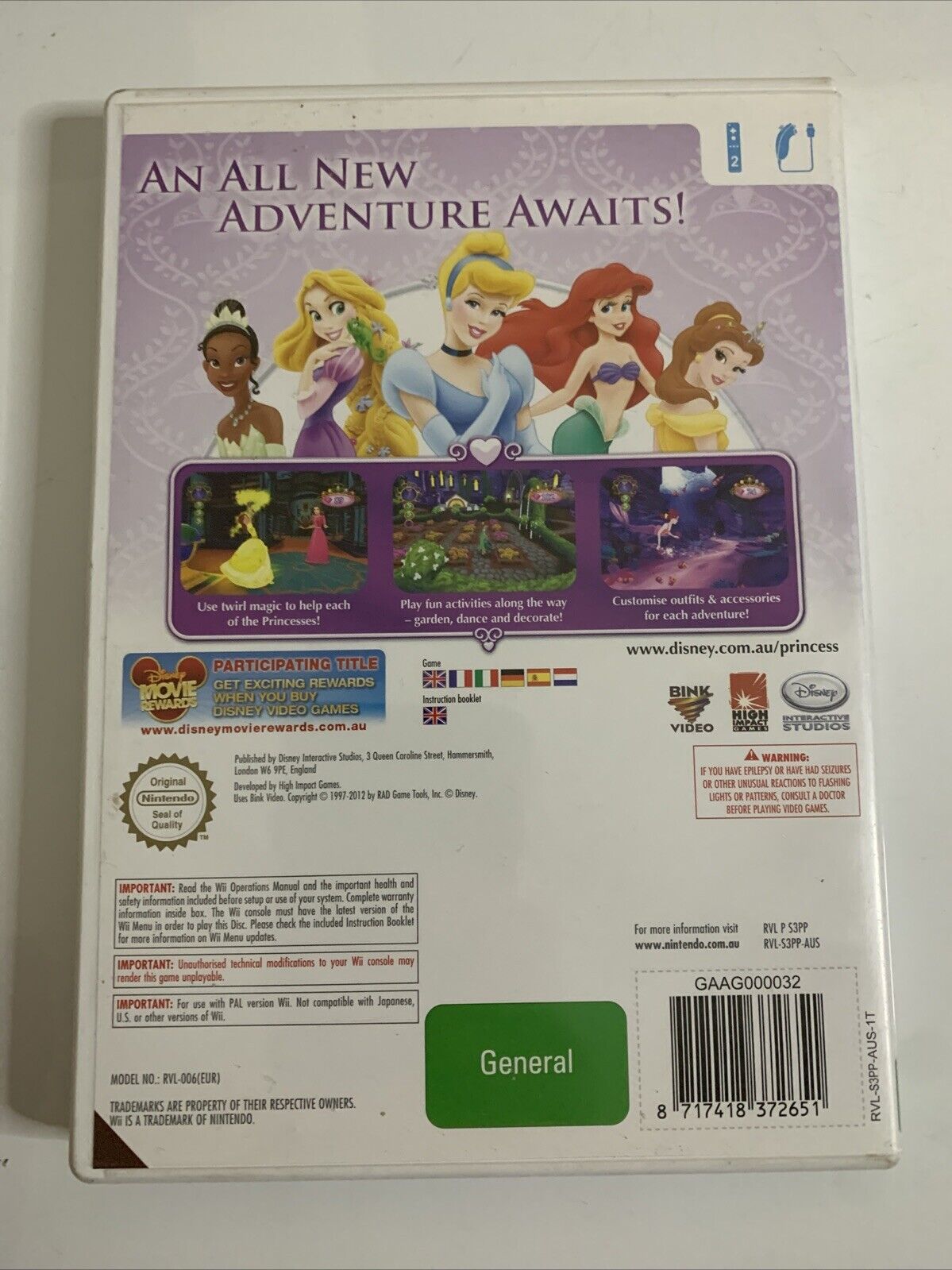 Disney Princess: My Fairytale Adventure 2012 Nintendo Wii Complete With Manual