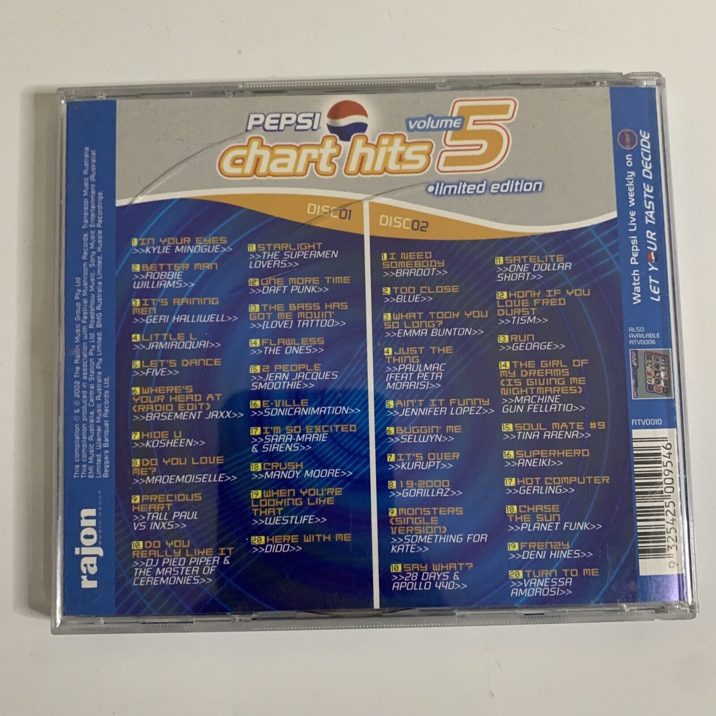 Pepsi Chart Hits Volume 5 (CD, 2-Disc, 2002) with Slipcase