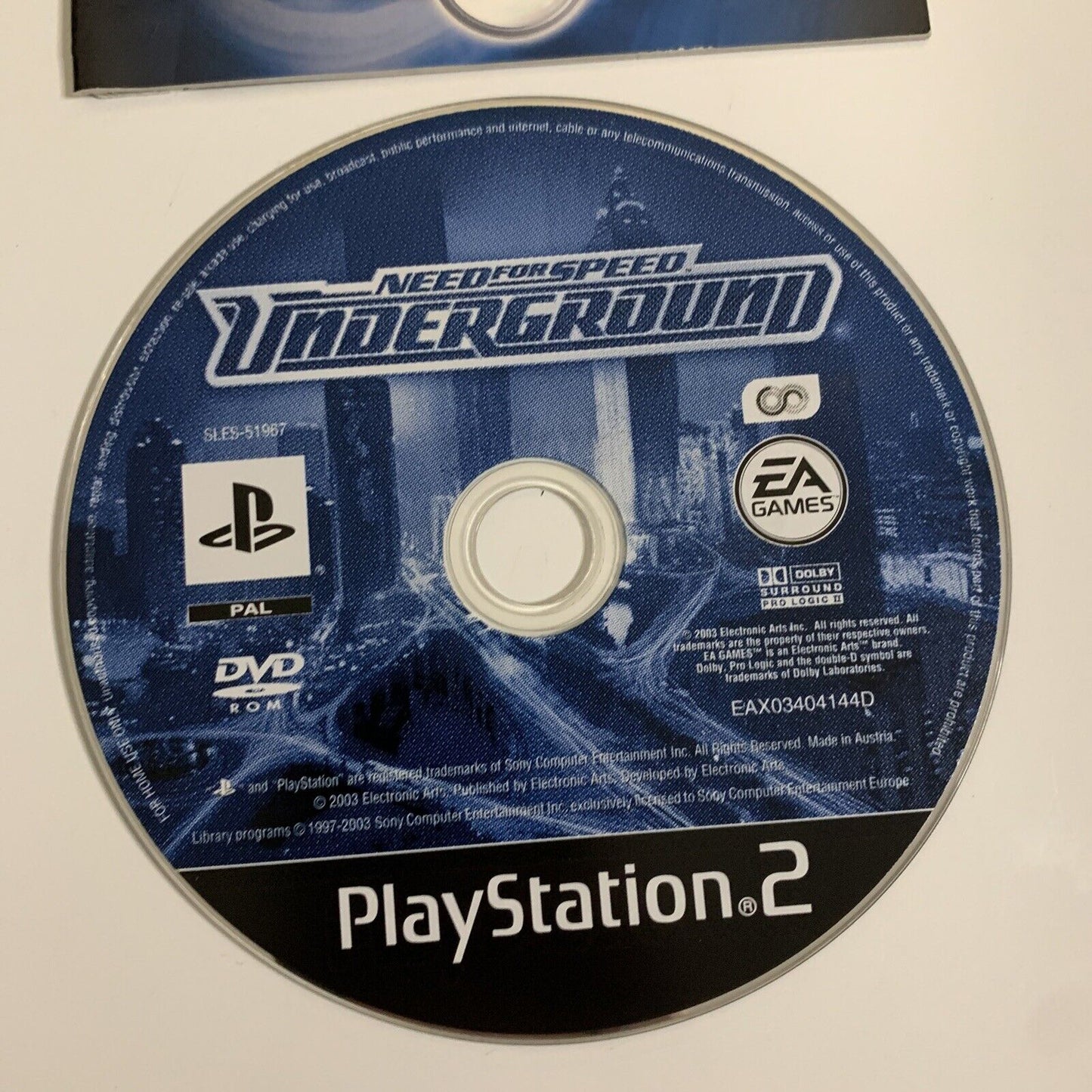 Need For Speed: Underground PS2 Playstation 2 PAL Racing 2003 Game Complete