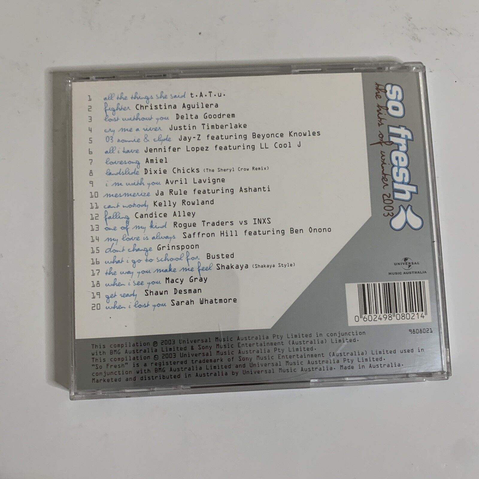 So Fresh The Hits of Winter 2003 CD Album Compilation – Retro Unit