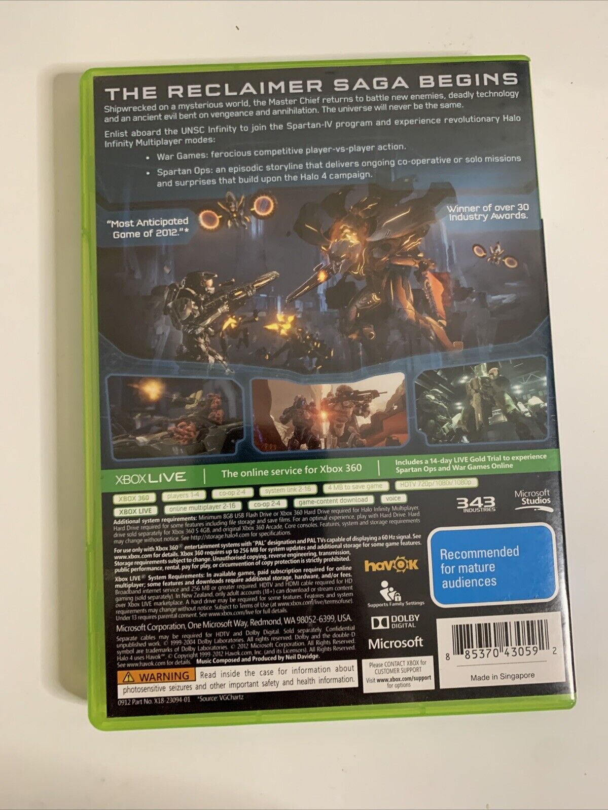Halo 4 Microsoft Xbox 360 2012 PAL Game Complete
