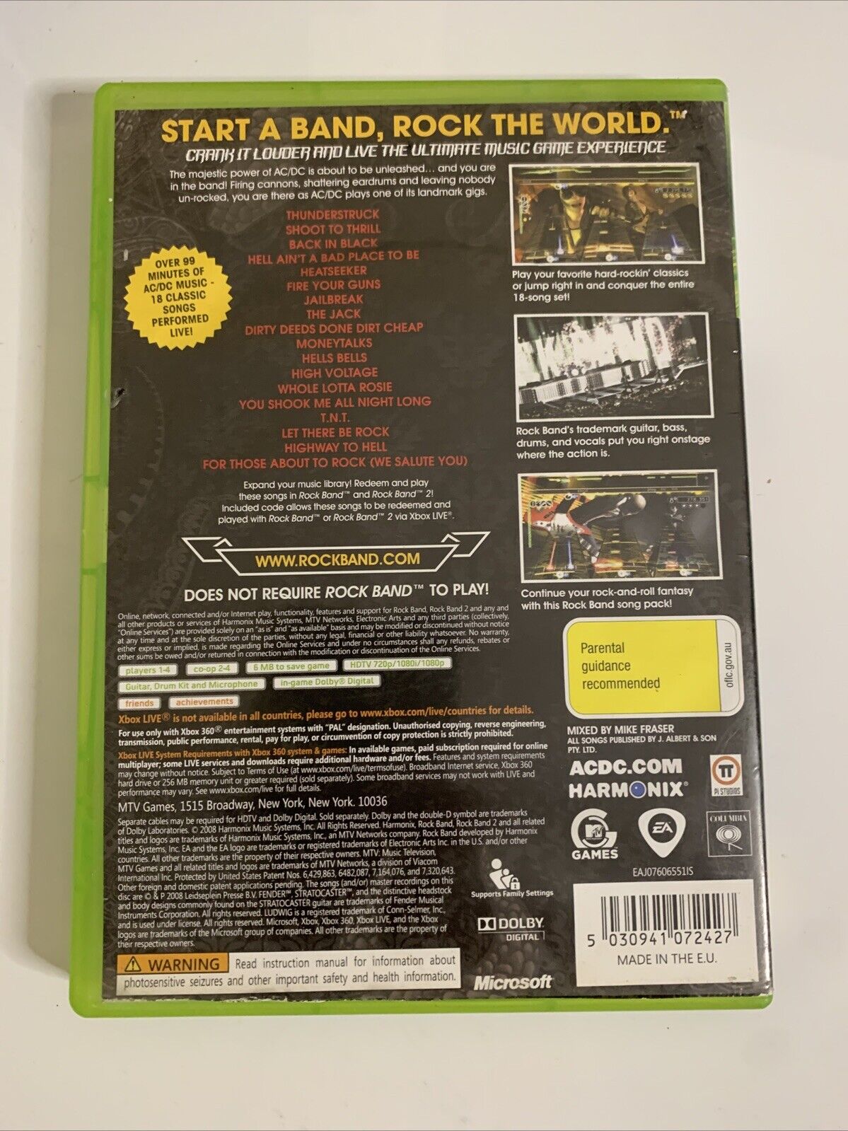 AC/DC Live Rock Band  Microsoft Xbox 360 PAL 2008 Game