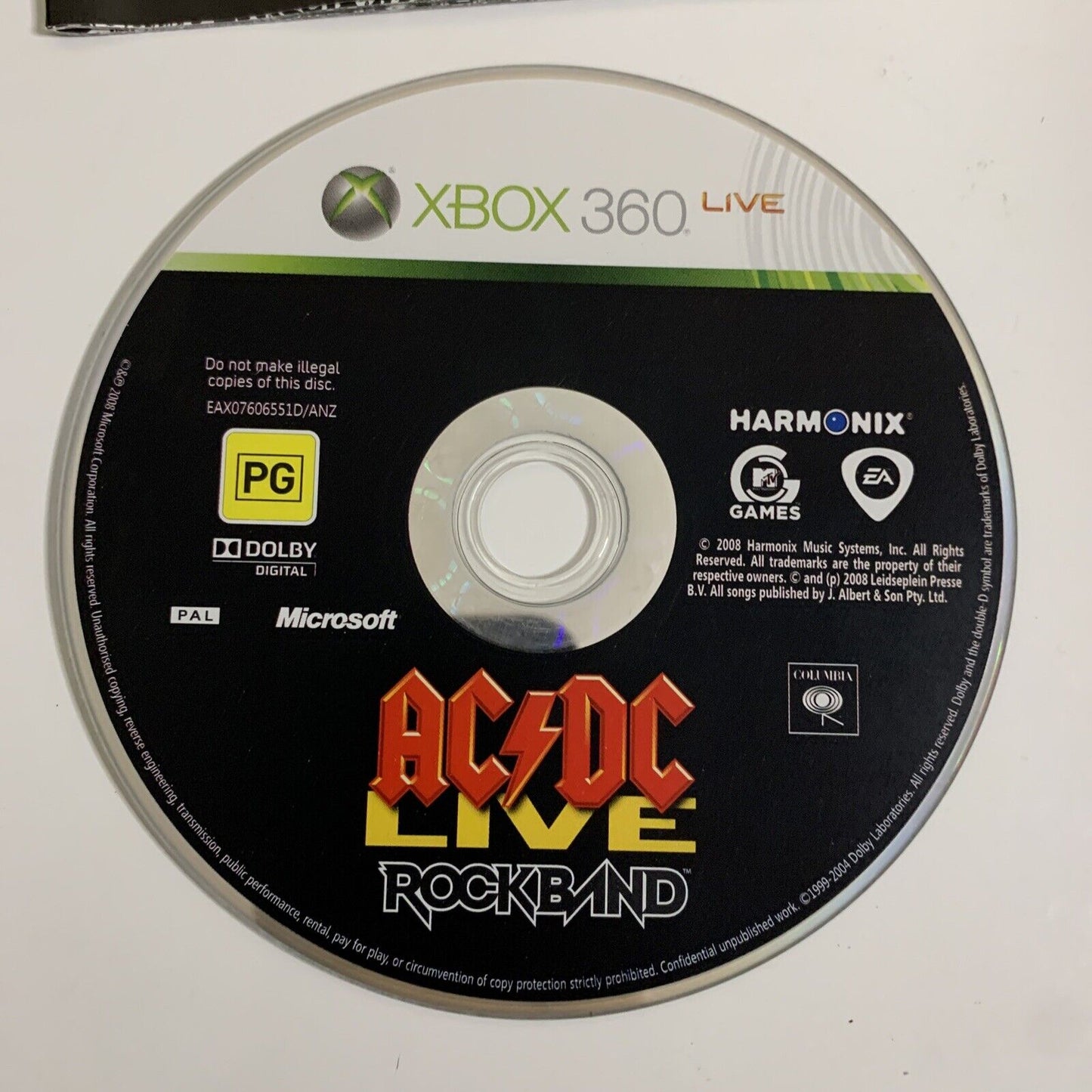 AC/DC Live Rock Band  Microsoft Xbox 360 PAL 2008 Game