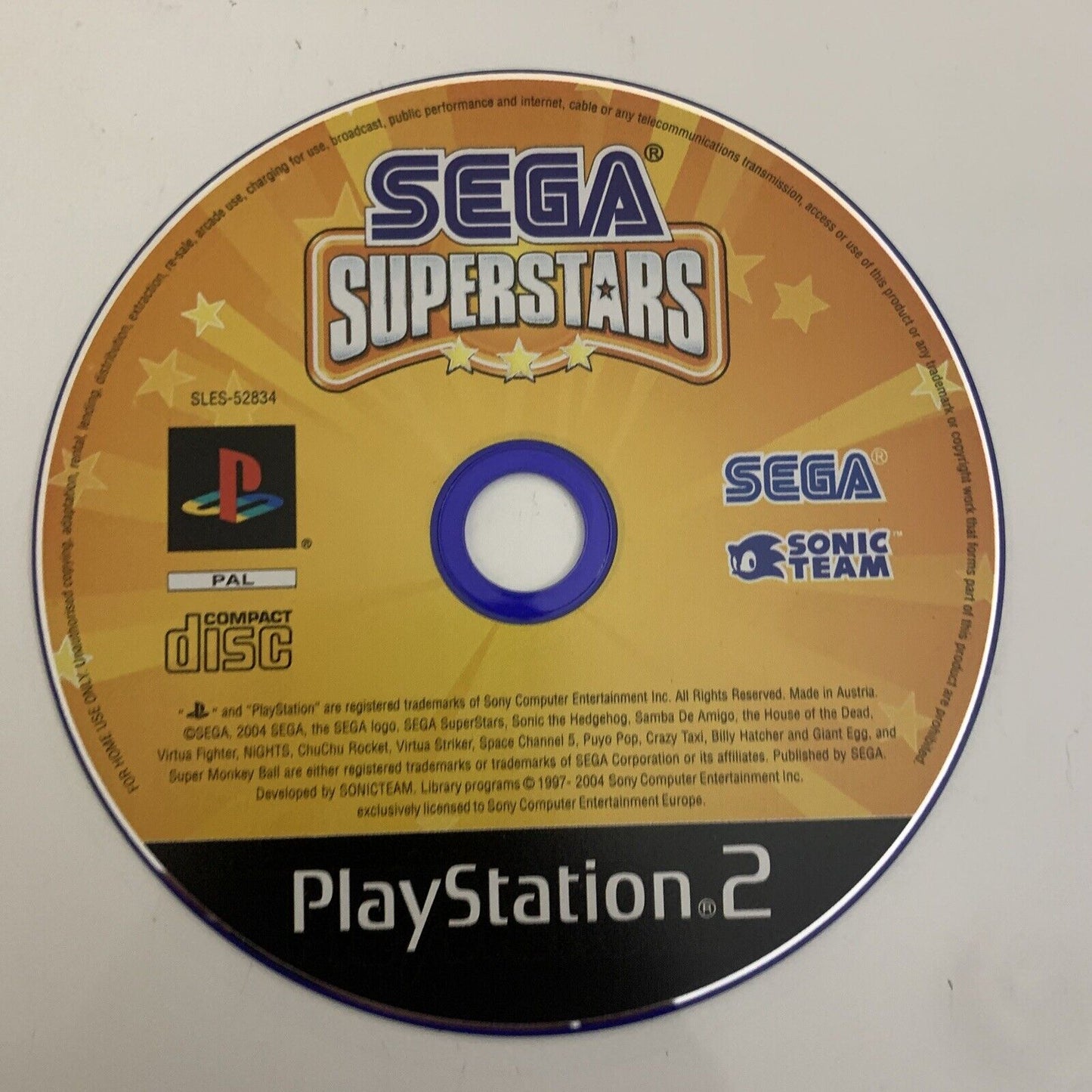 Sega Superstars  PS2 Sony PlayStation 2 PAL 2004 Party + Mini Games