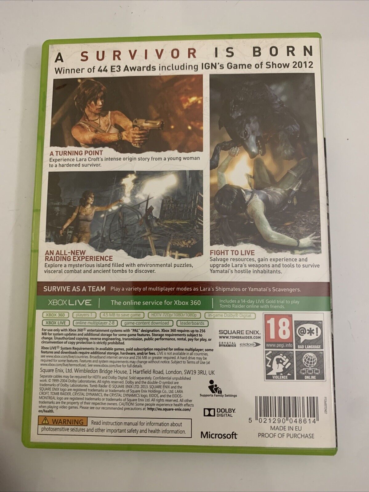 Tomb Raider  Microsoft XBOX 360 PAL 2013 Game Complete