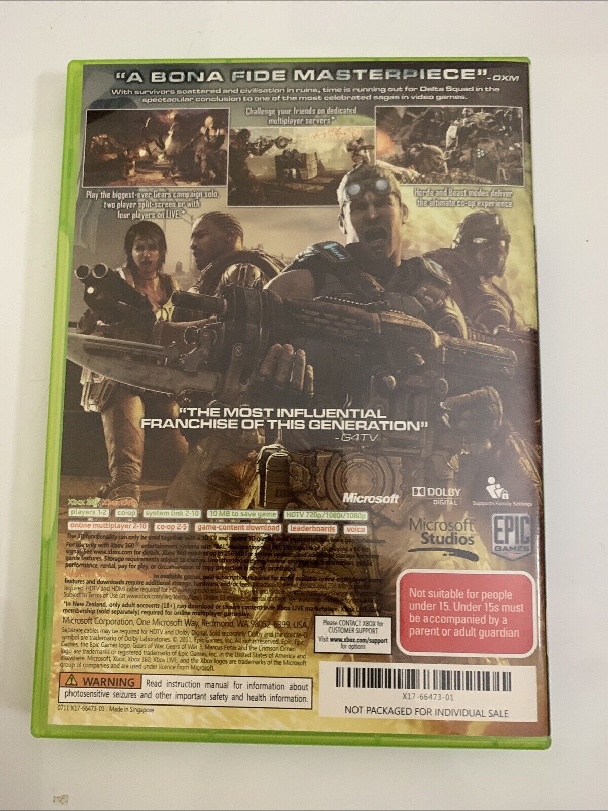 Gears Of War 3 - Xbox 360 - Bon état - Complet - Pal Gears Of War 3 - Xbox 360 - Bon état - Complet - Pal