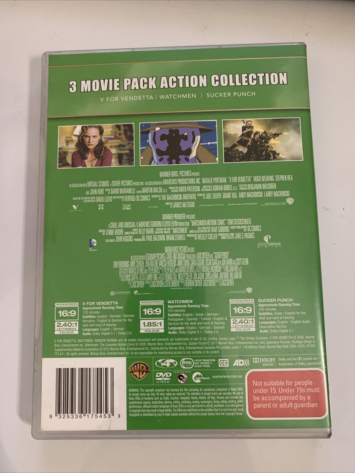 V for Vendetta / Watchmen / Sucker Punch (DVD, 3-Disc Set) Region 4