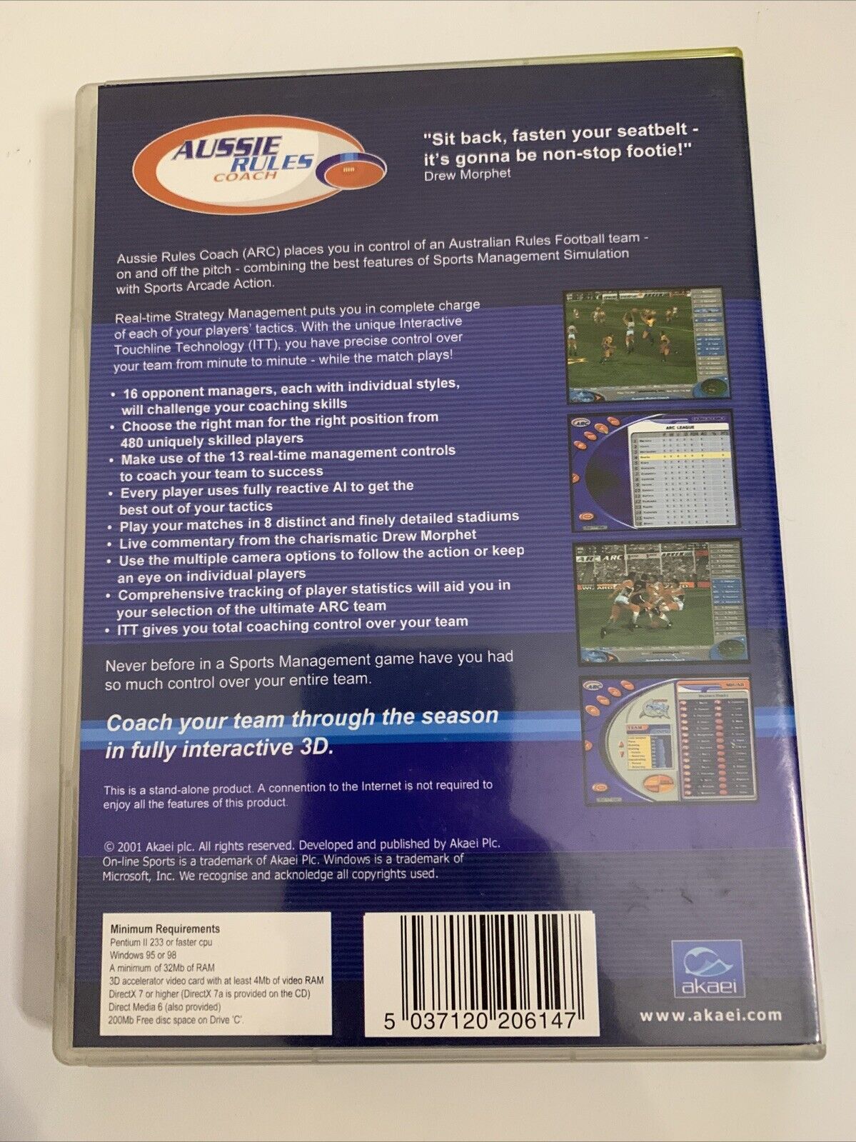 Aussie Rules Coach PC 2001 Real-time Strategy Sim Football Management Game
